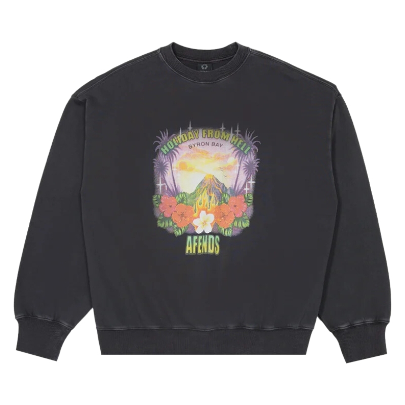 Afends Holiday Recycled Stone Black Crew Jumper [Size: M]