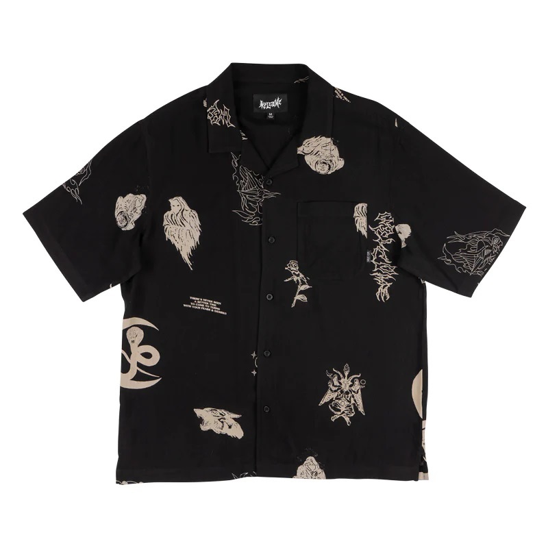 Welcome Skateboards Flash Rayon Black Button Up Shirt [Size: S]