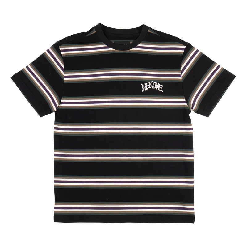 Welcome Skateboards Thelema Knit Stripe Black Forest T-Shirt [Size: S]