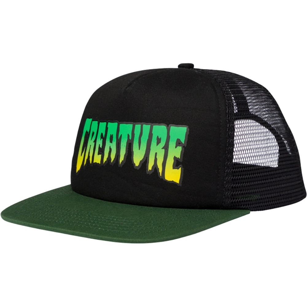 Creature Logo Black Green Trucker Hat