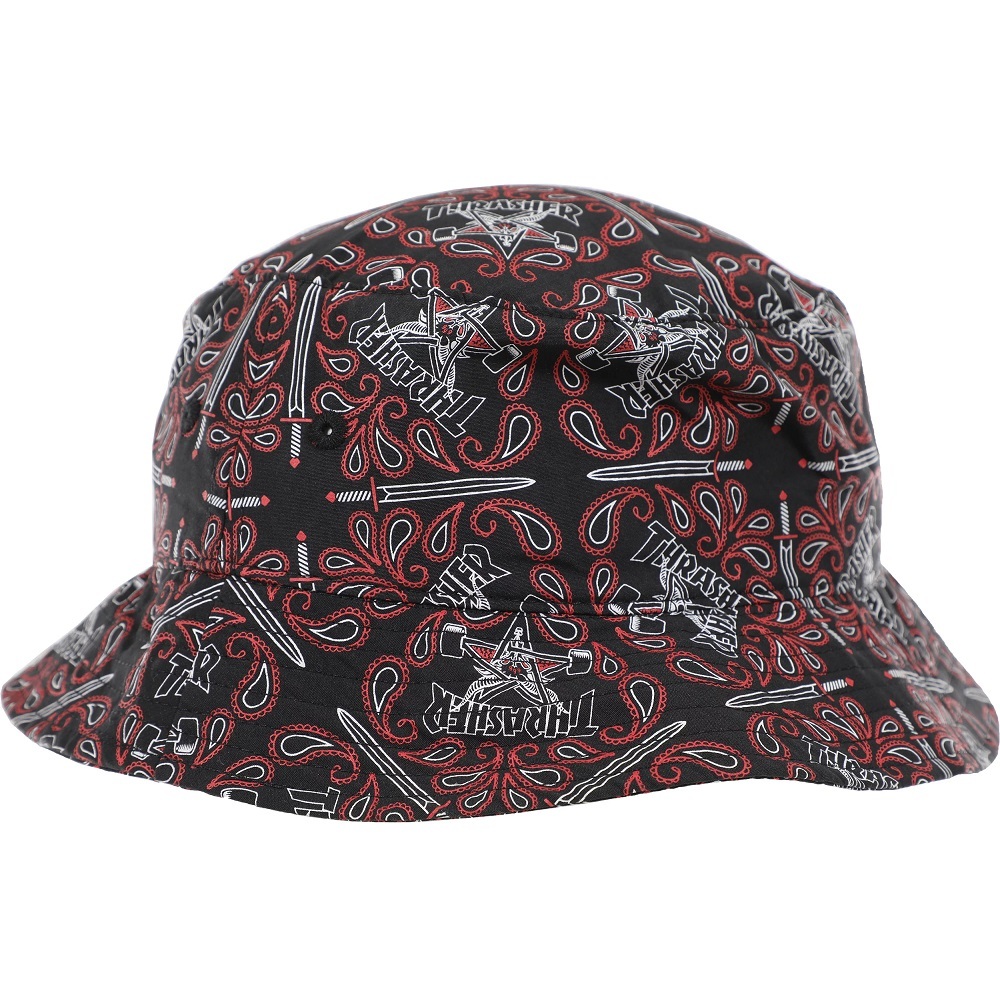 Thrasher Bandana Black Red Bucket Hat [Size: S-M]