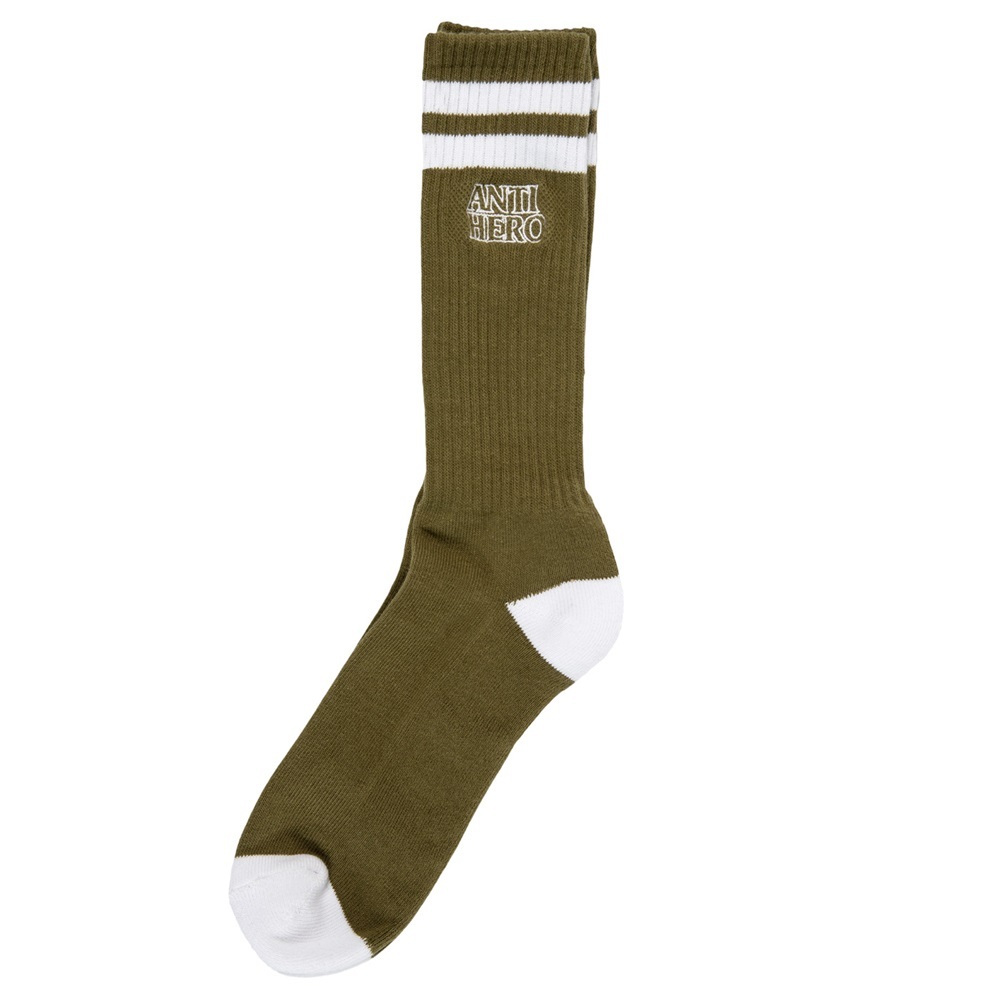Anti Hero Blackhero Outline Olive White 1 Pair Mens Socks