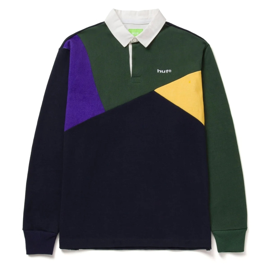 HUF Mixed Up Knit Polo Navy Long Sleeve Shirt [Size: S]