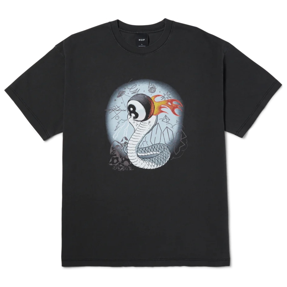 HUF Cobra Baller Washed Black T-Shirt [Size: L]