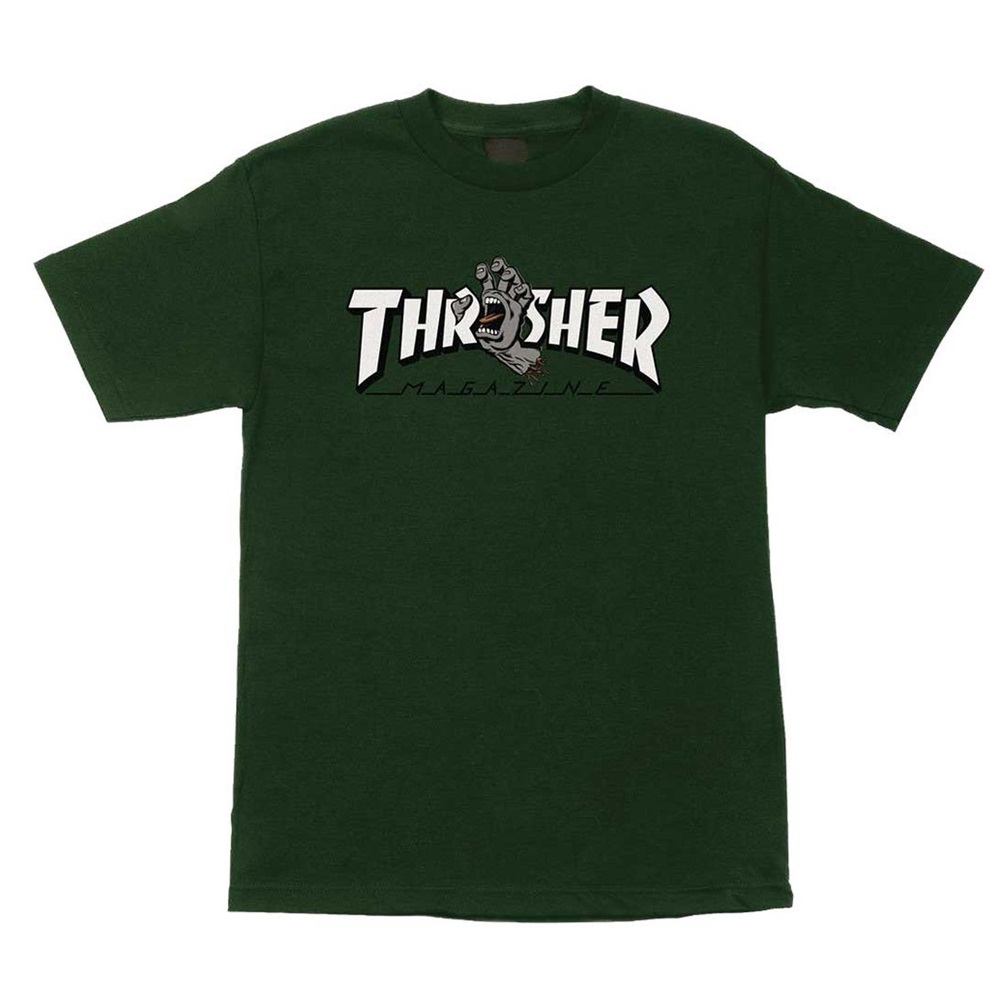 Santa Cruz X Thrasher Screaming Logo Forest Green T-Shirt [Size: S]