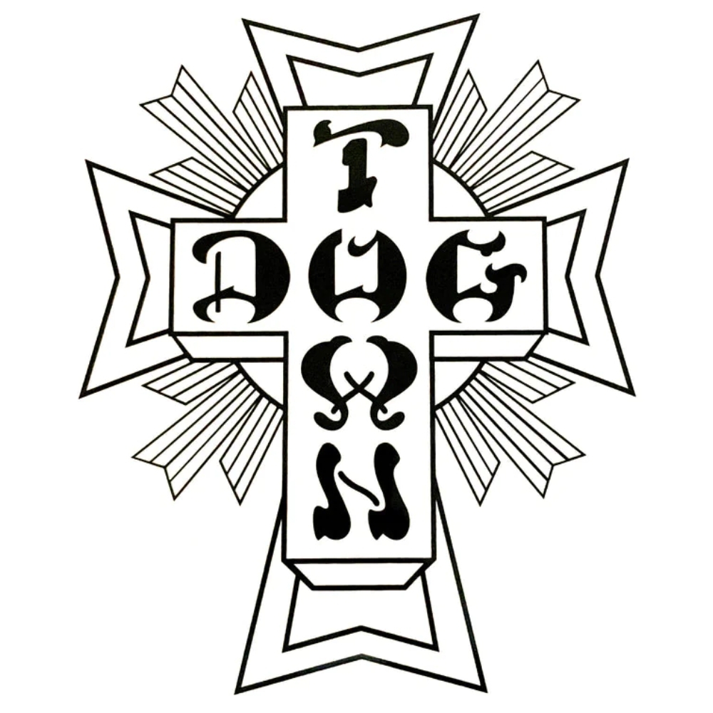 Dogtown Cross Logo 70s White Black White Sticker