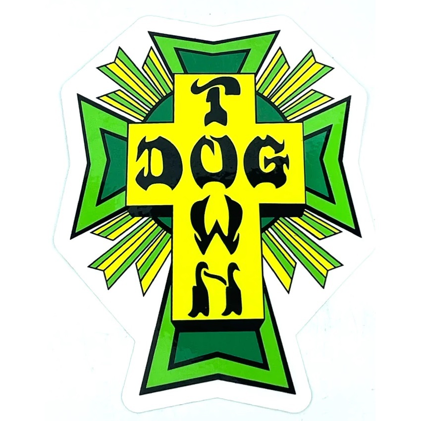 Dogtown Cross Logo 80s Green Sticker