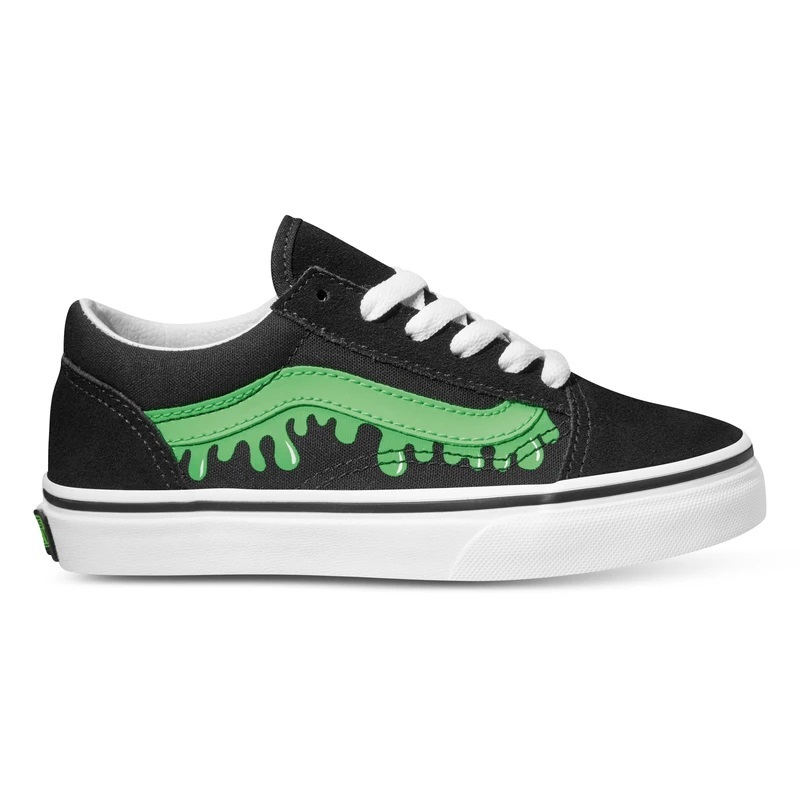 Vans Old Skool Glow Slime Black Green Kids Shoes [Size: 11C]