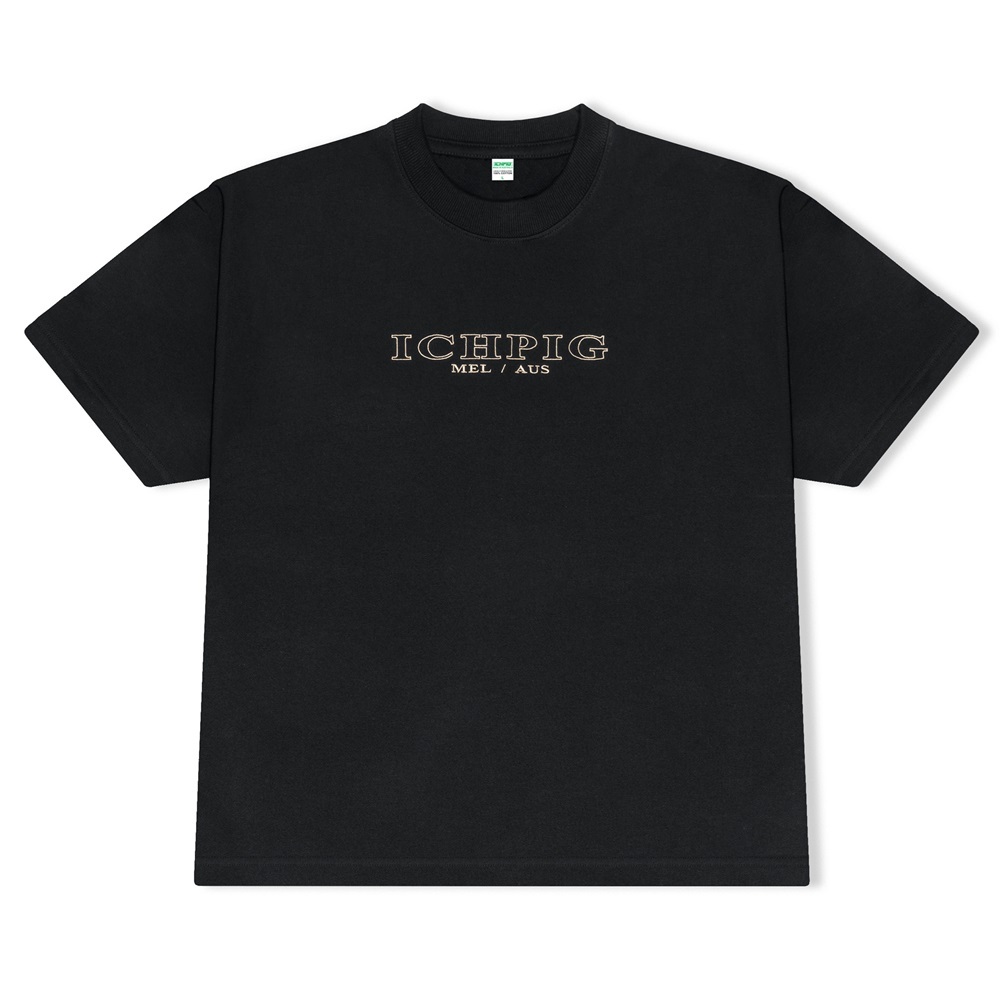 Ichpig Heavyweight Embroidery Black T-Shirt [Size: M]