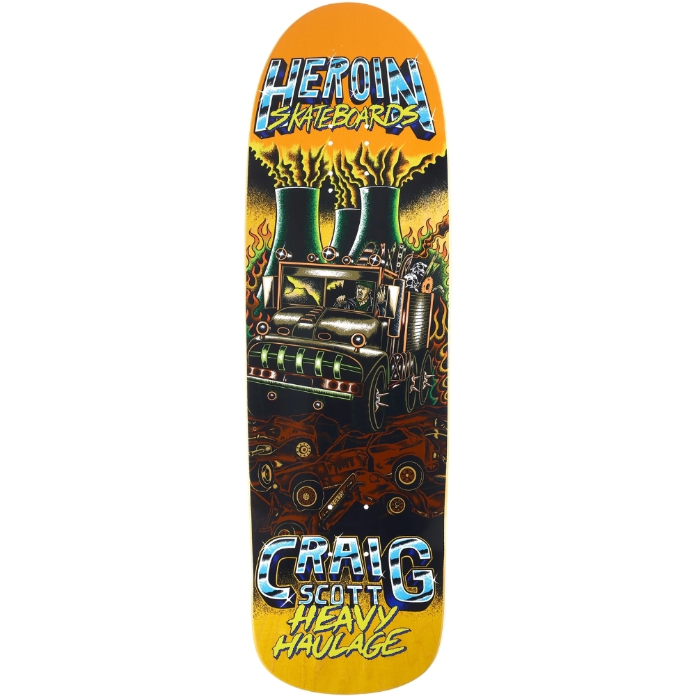 Heroin Craig Questions Heavy Haulage Yellow 9.5 Skateboard Deck