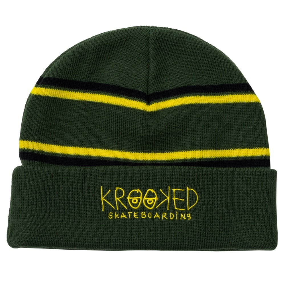 Krooked Eyes Green Black Yellow Beanie