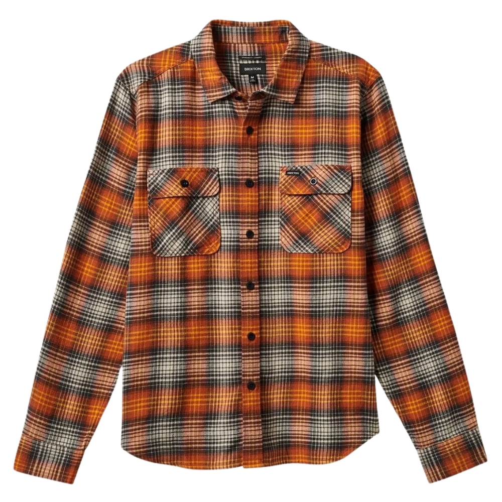 Brixton Bowery LW Ultra Flannel Terracotta Black Button Up Shirt [Size: S]