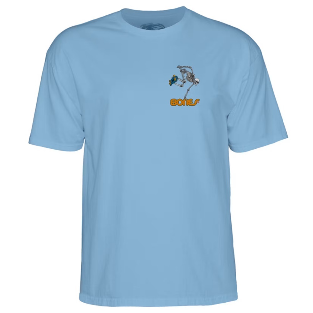 Powell Peralta Skate Skeleton Baby Blue T-Shirt [Size: S]