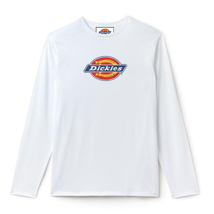 Dickies Jersey Brand Logo Print White Long Sleeve Shirt [Size: S]