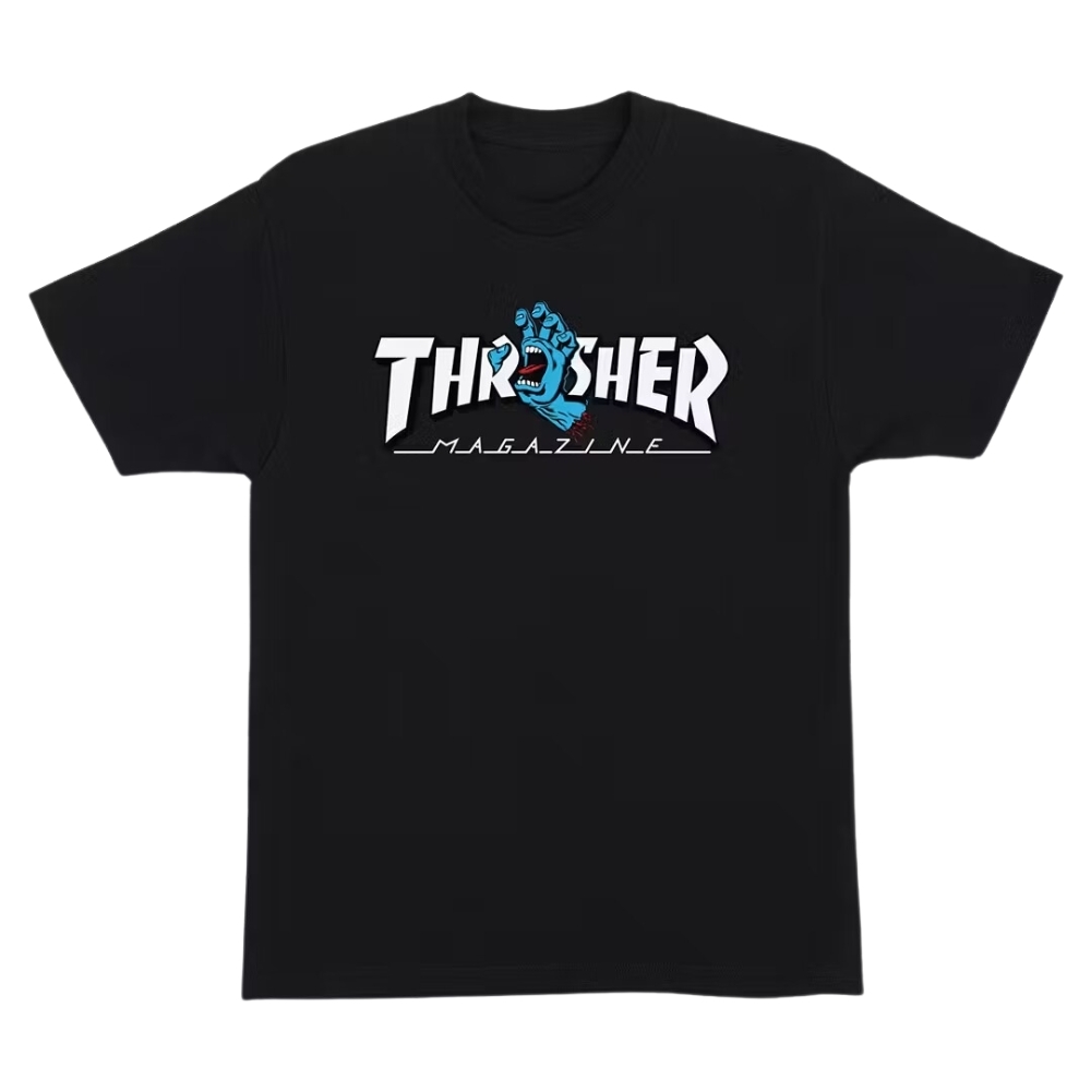 Santa Cruz X Thrasher Screaming Logo Black T-Shirt [Size: S]