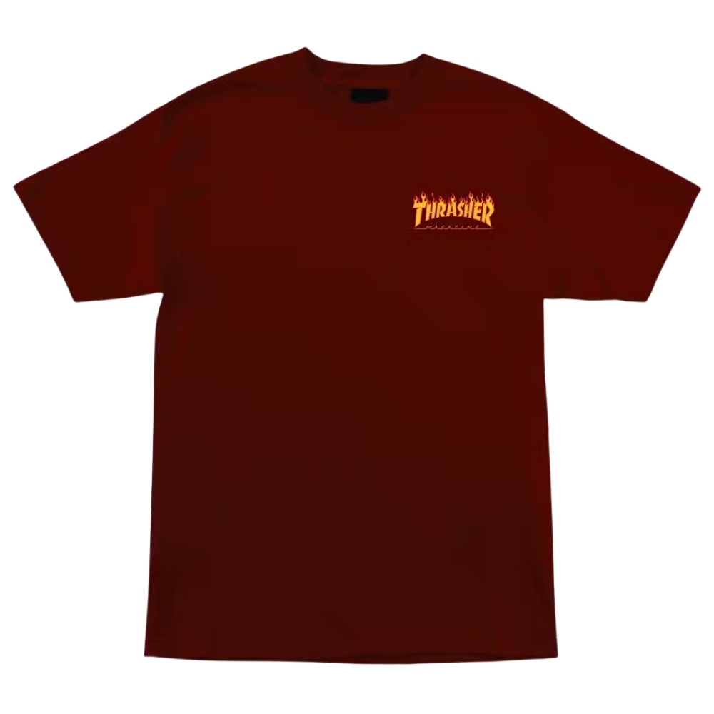 Santa Cruz X Thrasher Flame Dot Burgundy T-Shirt [Size: S]