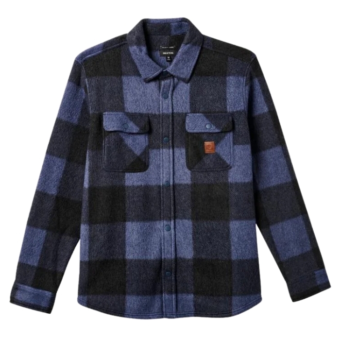 Brixton Bowery Arctic Stretch Fleece Washed Navy Black Button Up Shirt [Size: S]