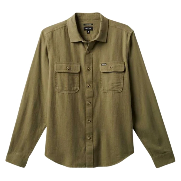 Brixton Bowery LW Ultra Flannel Olive Surplus Button Up Shirt [Size: S]