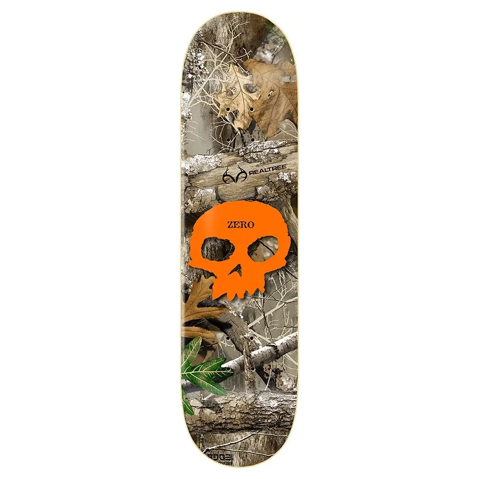 Zero Single Skull Realtree Orange 8.25 Skateboard Deck