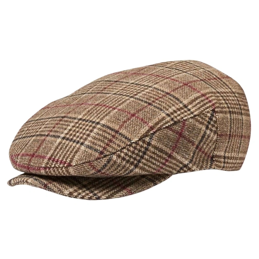 Brixton 20th Anniversary Hooligan Brown Plaid Flat Hat [Size: L]