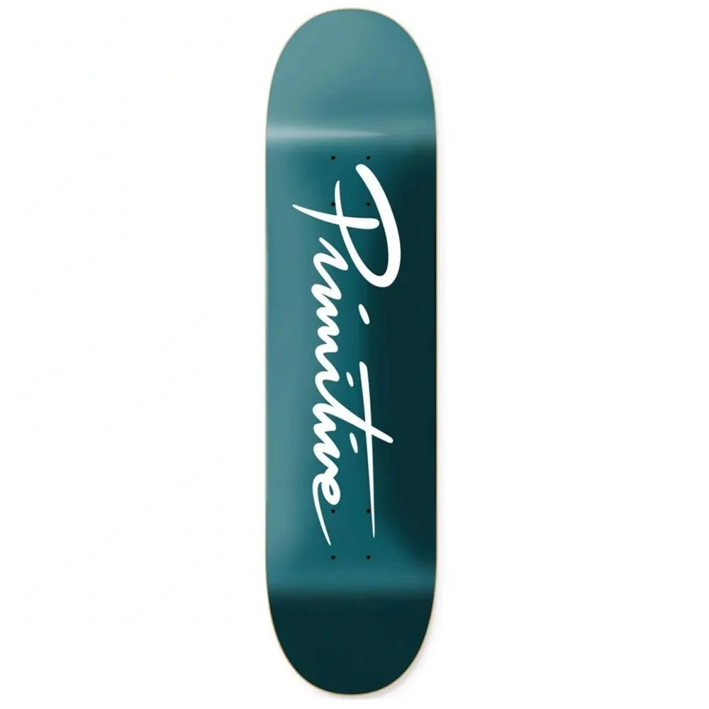 Primitive Nuevo Script Teal 8.0 Skateboard Deck