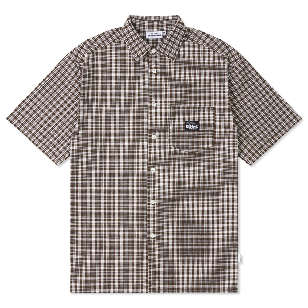 Come Sundown Stacks Brown White Button Up Shirt [Size: M]