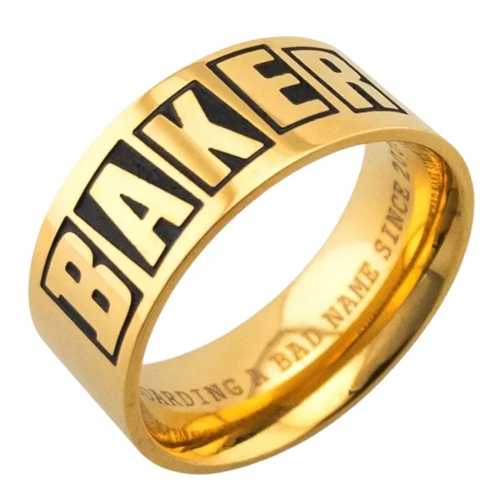 Baker Brand Logo Gold Ring [Size: S]