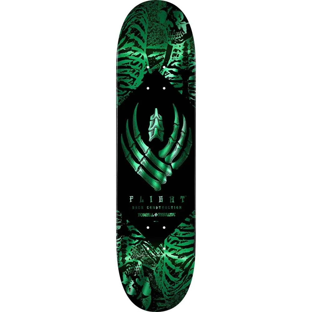 Powell Peralta Flight Skeleton Teal Foil Shape 242W Twin 8.13 Skateboard Deck