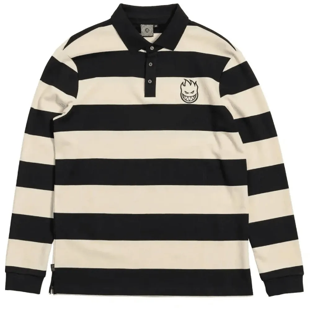 Spitfire Rugby Bighead White Black Long Sleeve Shirt [Size: S]