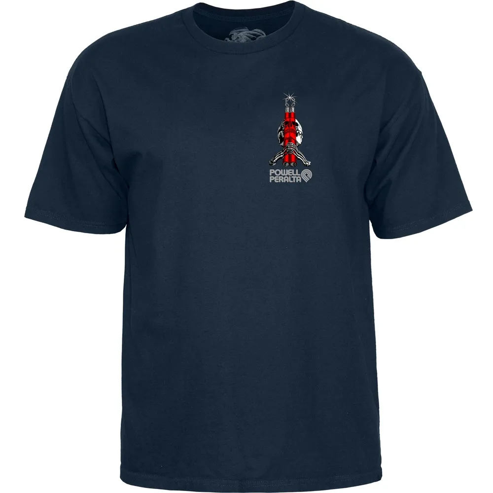 Powell Peralta Bruce Lee Skull & Nunchucks Navy T-Shirt [Size: S]