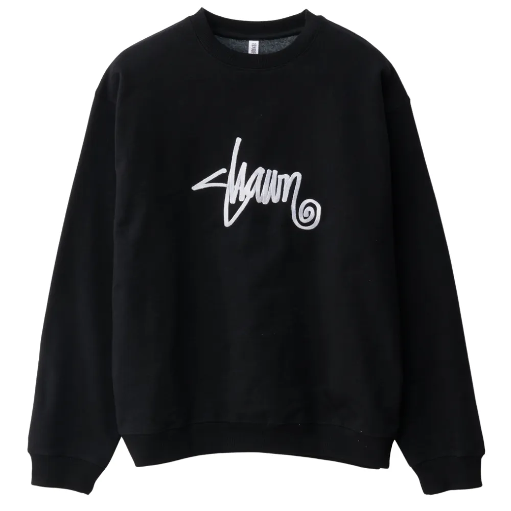S-Double Shawn Script Black Crew Jumper [Size: S]