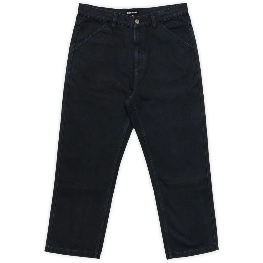 Passport Workers Club Washed Black Jeans [Size: 34]