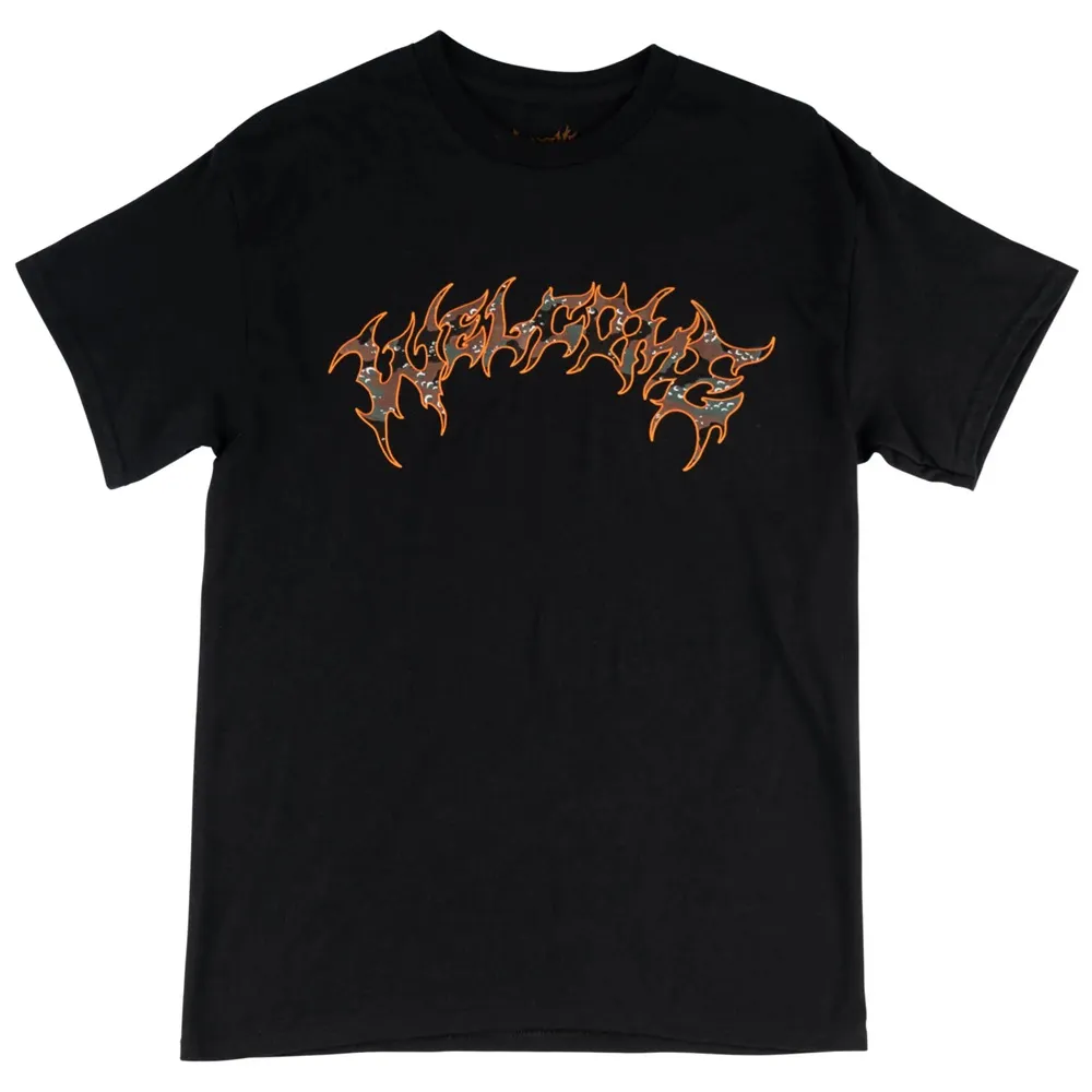 Welcome Skateboards Barb Fill Black Camo T-Shirt [Size: L]