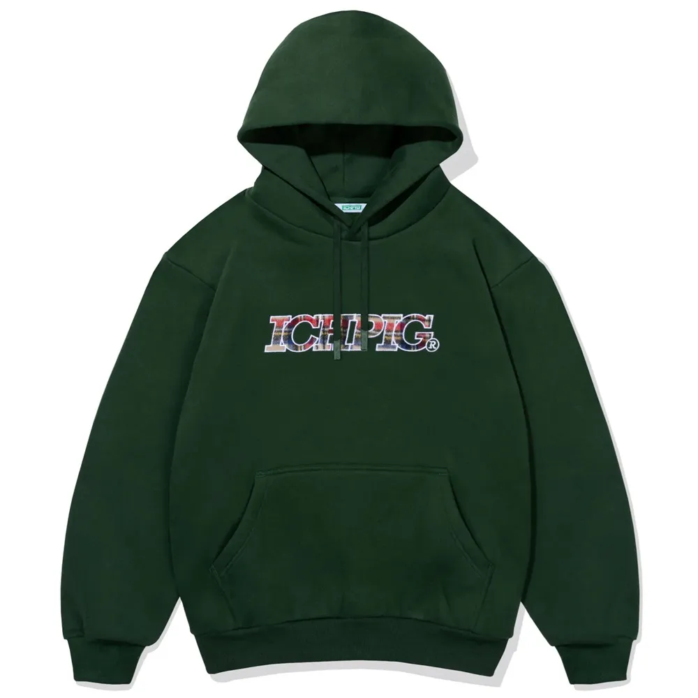 Ichpig Check Pullcord Dark Forest Hoodie [Size: M]