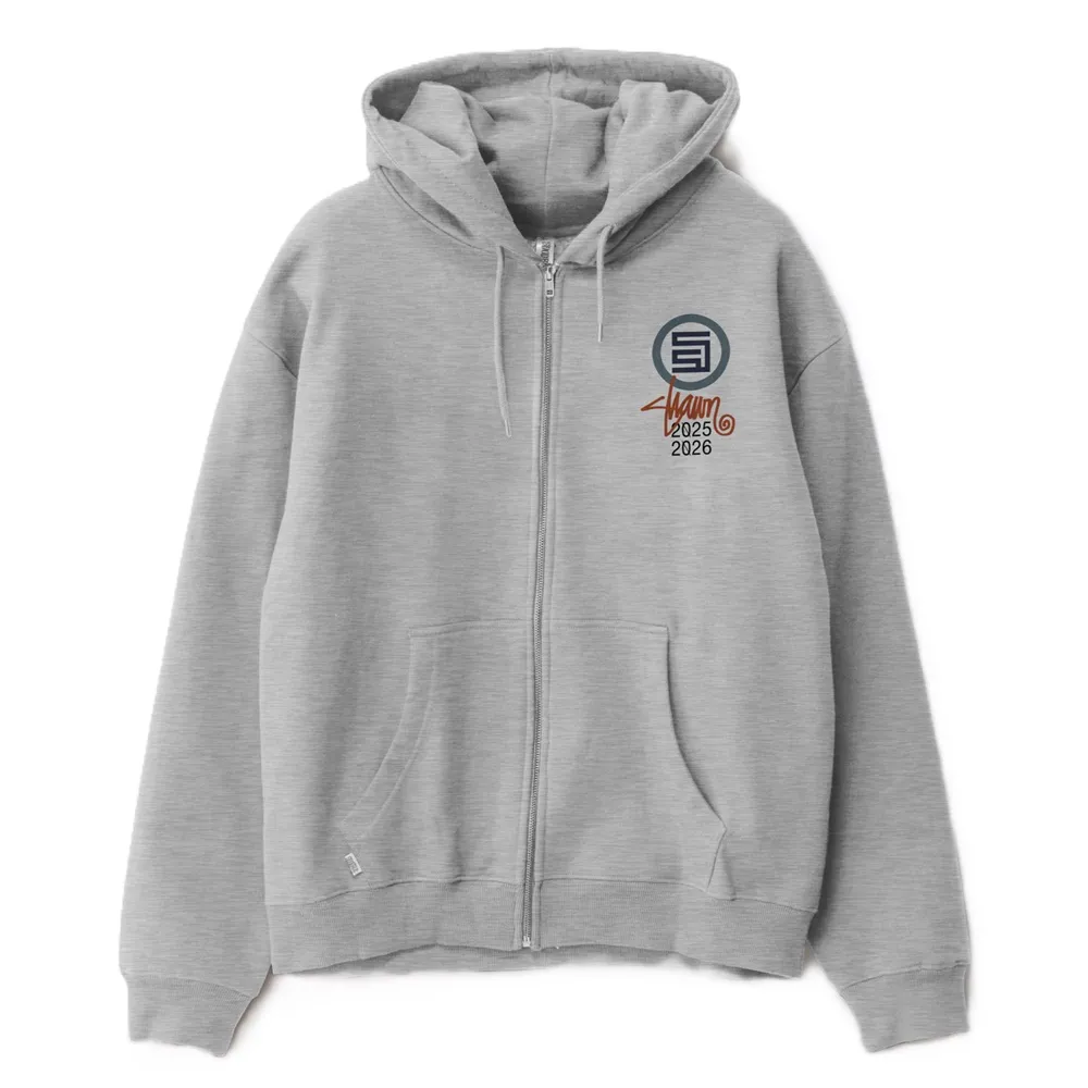 S/Double 25/26 Zip Thru Grey Heather Hoodie [Size: M]