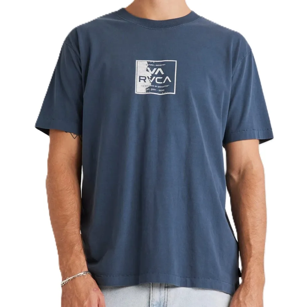 RVCA VA Torn Petrol Blue T-Shirt [Size: L]