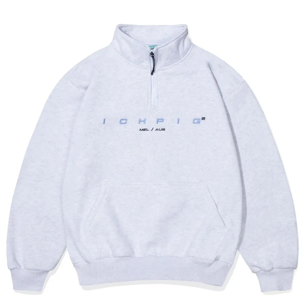 Ichpig Capital 1/4 Zip White Marle Crew Jumper [Size: XL]