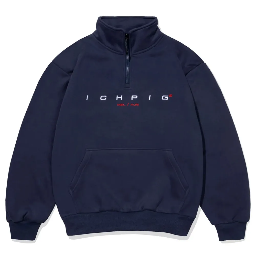 Ichpig Capital 1/4 Zip Ink Crew Jumper [Size: L]