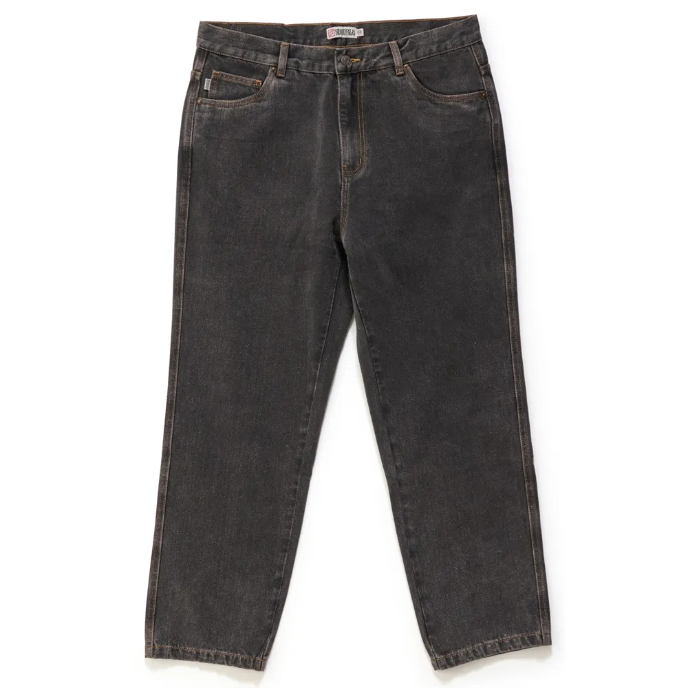 S/Double Emb Denim Standard Faded Black Jeans [Size: 28]