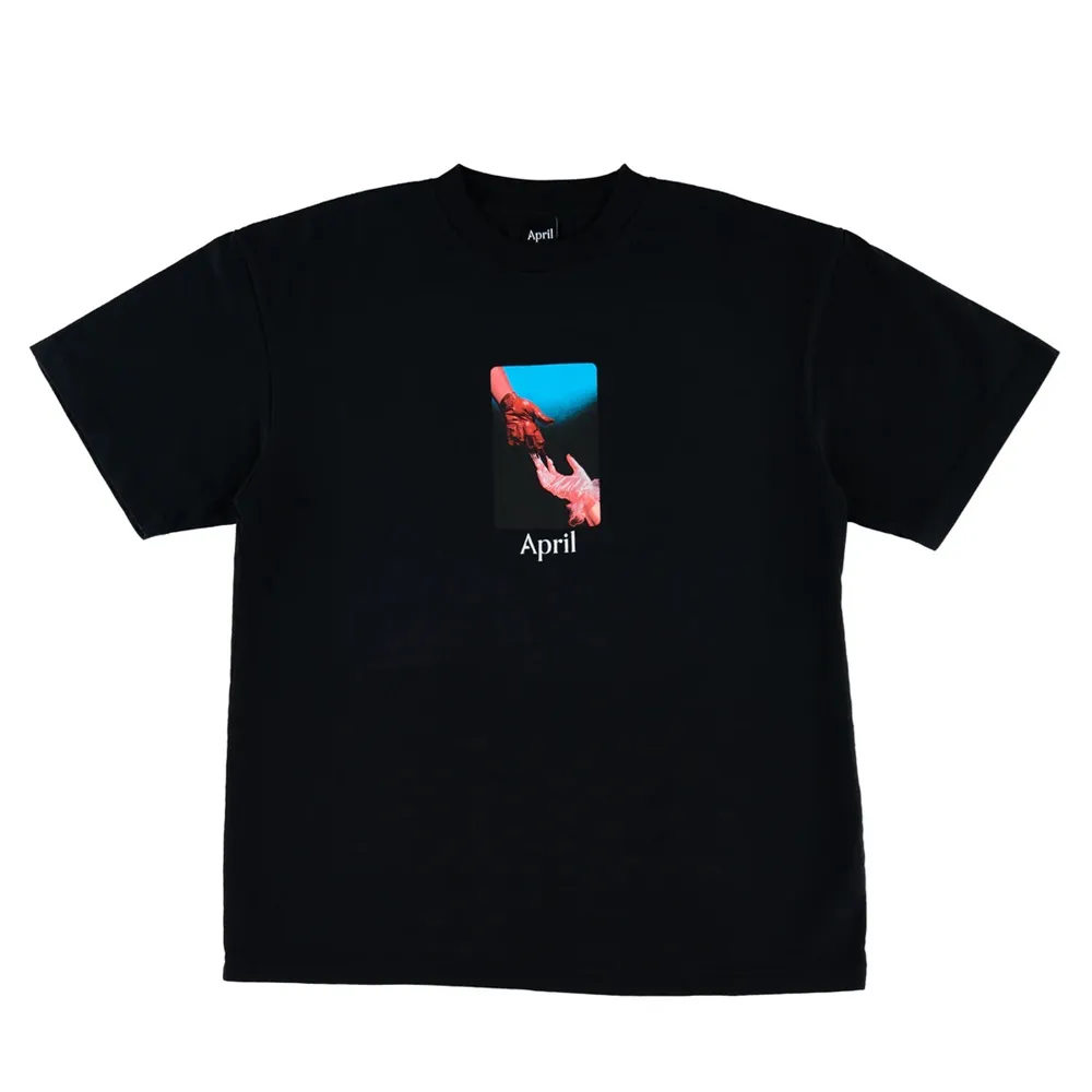 April Material Black T-Shirt [Size: S]