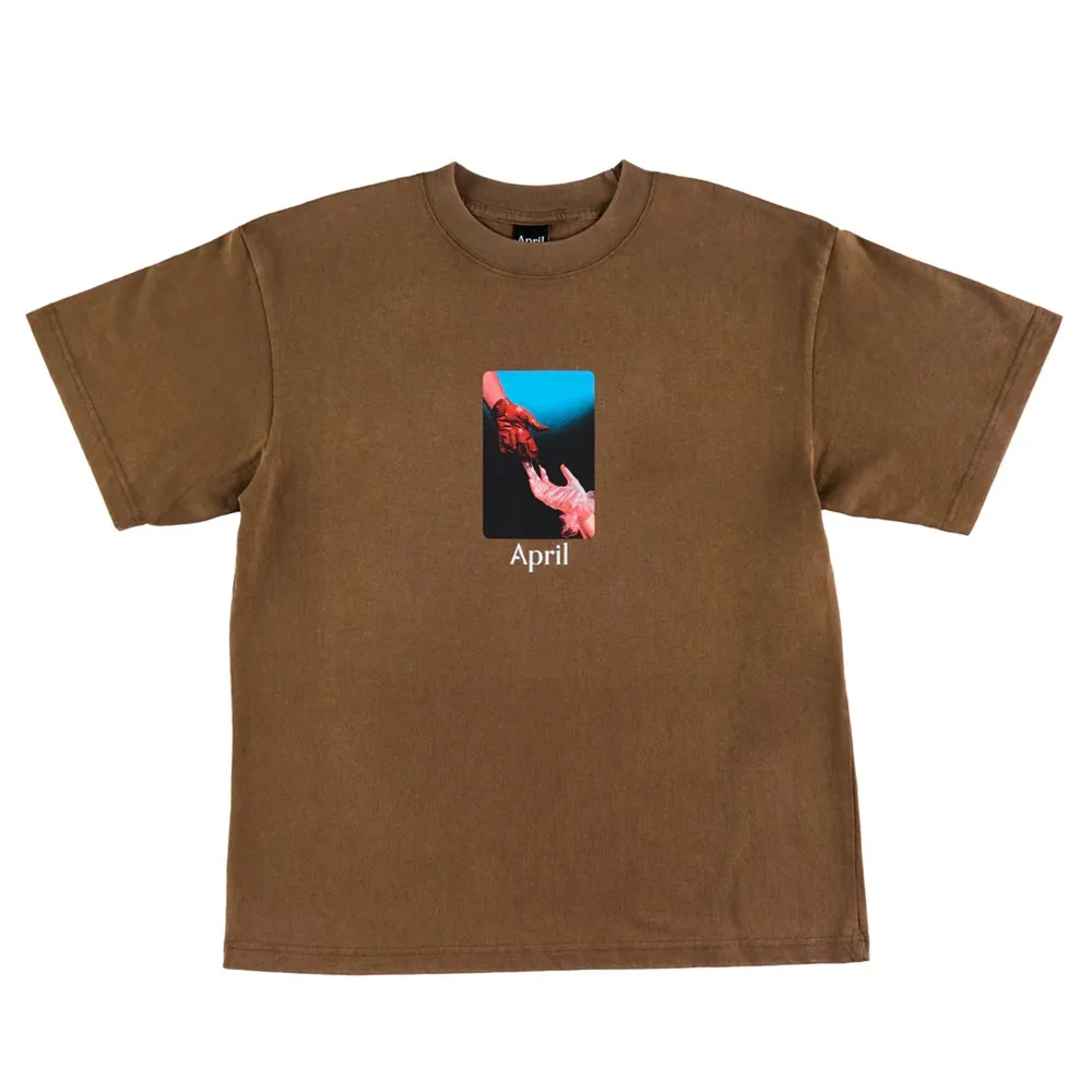 April Material Washed Brown T-Shirt [Size: S]