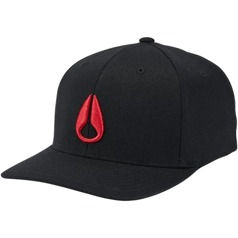 Nixon Deep Down Flexfit Athletic Black Red Hat [Size: S/M]