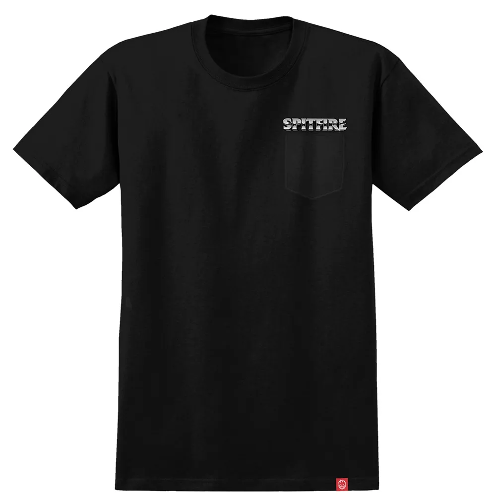 Spitfire Pocket Burnout Black T-Shirt [Size: M]