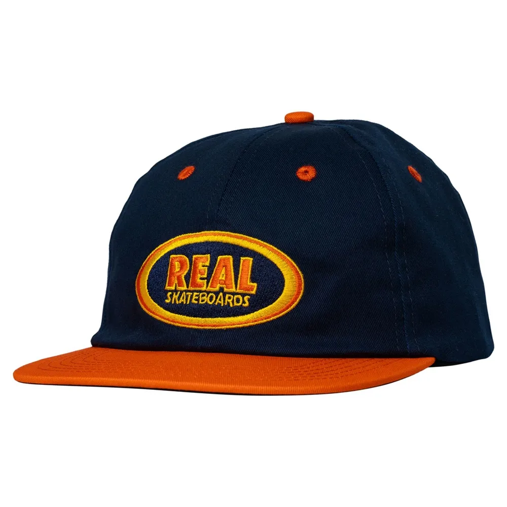 Real Skateboards Oval Embroidered Navy Red Hat