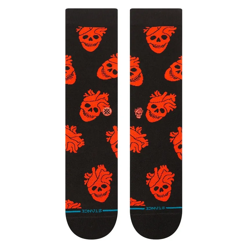 Stance X Strange Love Fallin In Skull Black Crew Large Mens Socks