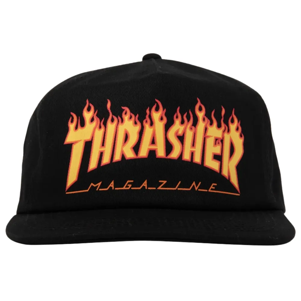 Thrasher Printed Flame Black Snapback Hat