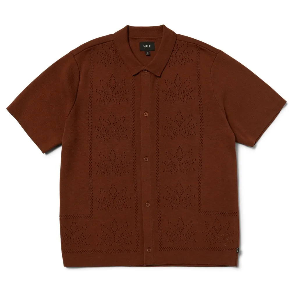 Huf Plantlife Perforated Sierra Knit Button Up Shirt [Size: M]