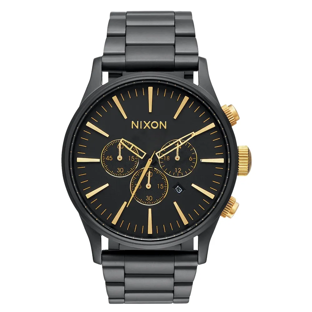 Nixon Sentry Chrono V1 Matte Black Gold Watch