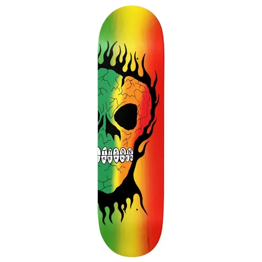 Baker Tyson Rasta Skull B2 8.25 Skateboard Deck