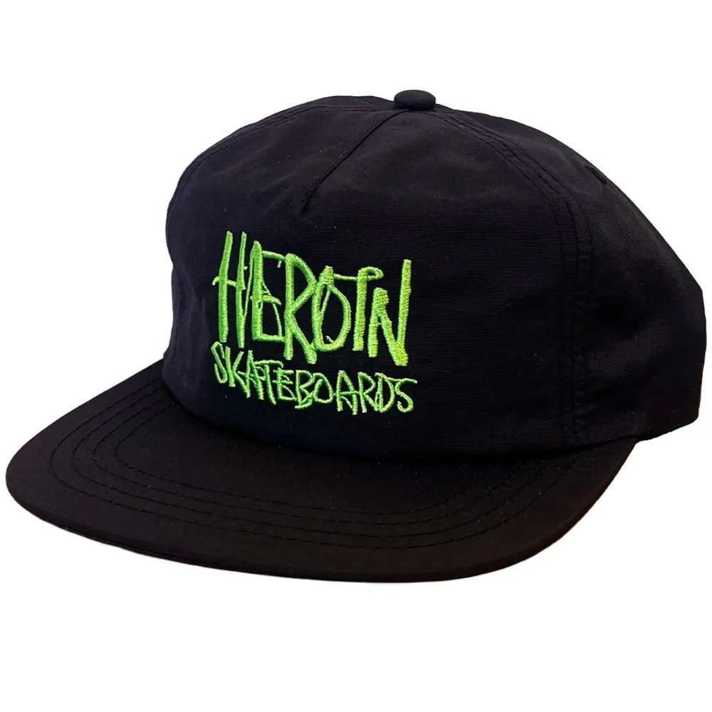 Heroin Script Black Green Nylon Snapback Hat